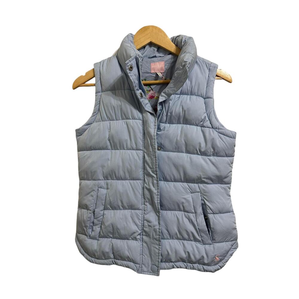 Joules Women's Eastleigh Padded Lined Front Zip Light Blue Vest Jacket‎ Size 6